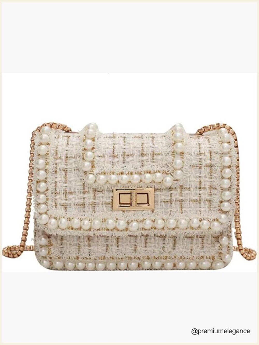 Quilted Crossbody Bag with Chain Strap, Faux Leather Clutch for Women, Trendy
